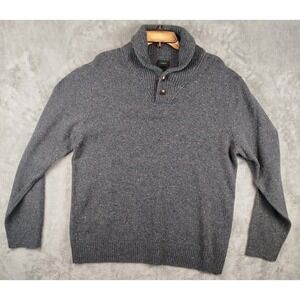 J.Crew Shawl Collar Merino Wool Gray Speckled Sweater Mens XL Rugged Fall